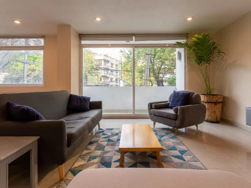 Sala de estar Amueblada, Departamentos en Renta en Roma Norte